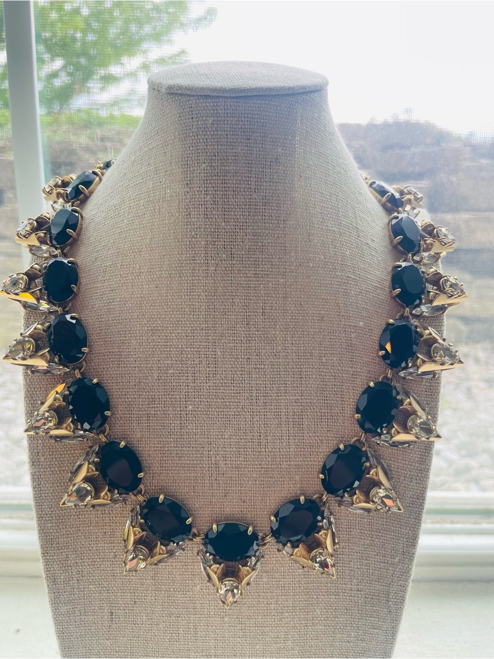 J. Crew Vintage Statement Necklace Black Gold
